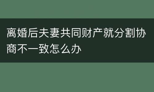 离婚后夫妻共同财产就分割协商不一致怎么办