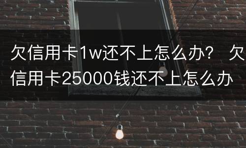 欠信用卡1w还不上怎么办？ 欠信用卡25000钱还不上怎么办