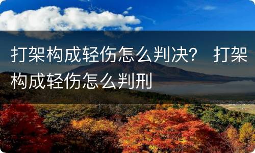打架构成轻伤怎么判决？ 打架构成轻伤怎么判刑