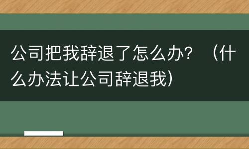 公司把我辞退了怎么办？（什么办法让公司辞退我）