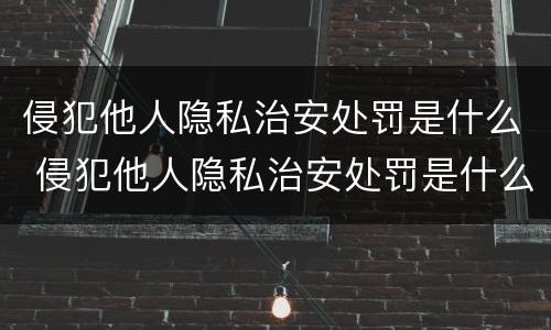 侵犯他人隐私治安处罚是什么 侵犯他人隐私治安处罚是什么法律