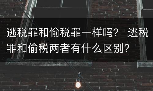 逃税罪和偷税罪一样吗？ 逃税罪和偷税两者有什么区别?