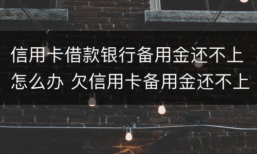信用卡借款银行备用金还不上怎么办 欠信用卡备用金还不上会怎么样