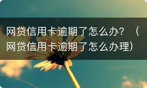 网贷信用卡逾期了怎么办？（网贷信用卡逾期了怎么办理）