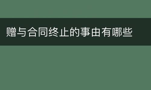 赠与合同终止的事由有哪些