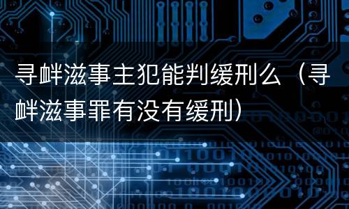 寻衅滋事主犯能判缓刑么（寻衅滋事罪有没有缓刑）