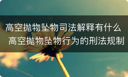 高空抛物坠物司法解释有什么 高空抛物坠物行为的刑法规制