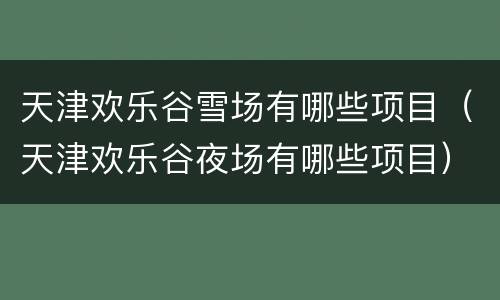 天津欢乐谷雪场有哪些项目（天津欢乐谷夜场有哪些项目）