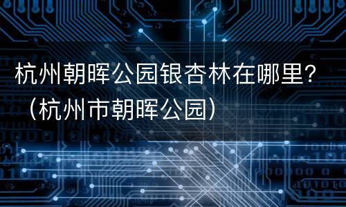 杭州朝晖公园银杏林在哪里？（杭州市朝晖公园）