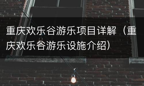 重庆欢乐谷游乐项目详解（重庆欢乐谷游乐设施介绍）