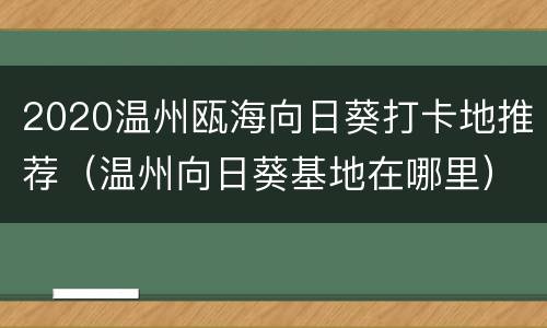 2020温州瓯海向日葵打卡地推荐（温州向日葵基地在哪里）