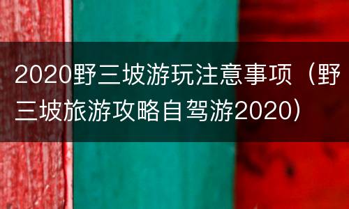 2020野三坡游玩注意事项（野三坡旅游攻略自驾游2020）
