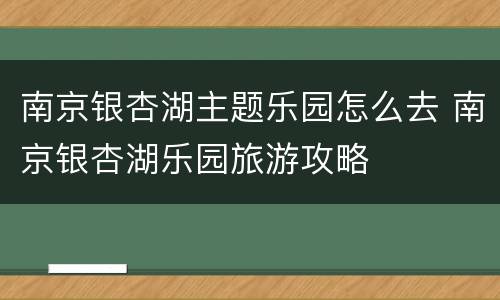南京银杏湖主题乐园怎么去 南京银杏湖乐园旅游攻略