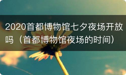 2020首都博物馆七夕夜场开放吗（首都博物馆夜场的时间）