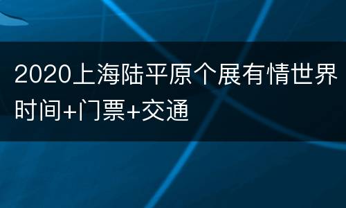 2020上海陆平原个展有情世界时间+门票+交通