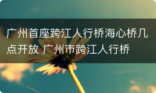 广州首座跨江人行桥海心桥几点开放 广州市跨江人行桥
