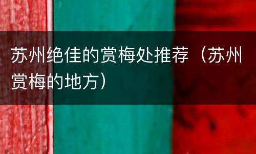 苏州绝佳的赏梅处推荐（苏州赏梅的地方）