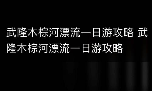 武隆木棕河漂流一日游攻略 武隆木棕河漂流一日游攻略