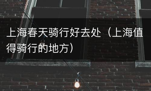 上海春天骑行好去处（上海值得骑行的地方）