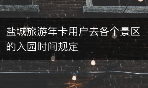 盐城旅游年卡用户去各个景区的入园时间规定