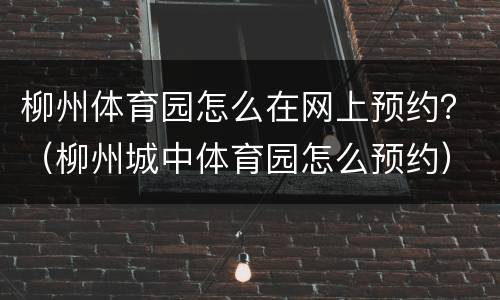 柳州体育园怎么在网上预约？（柳州城中体育园怎么预约）