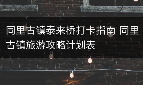同里古镇泰来桥打卡指南 同里古镇旅游攻略计划表