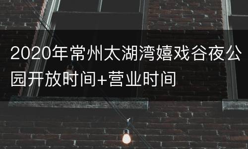 2020年常州太湖湾嬉戏谷夜公园开放时间+营业时间