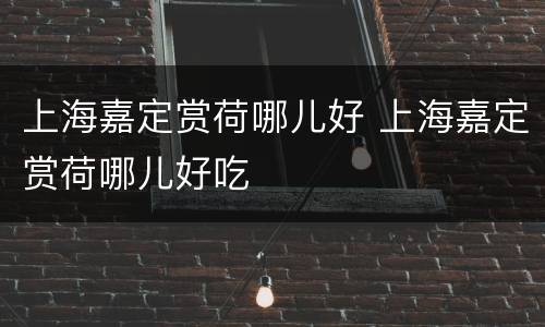 上海嘉定赏荷哪儿好 上海嘉定赏荷哪儿好吃