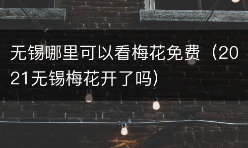 无锡哪里可以看梅花免费（2021无锡梅花开了吗）