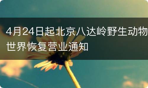4月24日起北京八达岭野生动物世界恢复营业通知