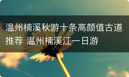 温州楠溪秋游十条高颜值古道推荐 温州楠溪江一日游
