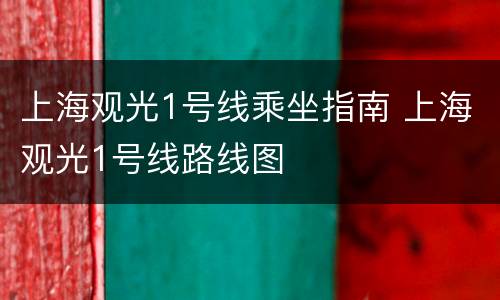 上海观光1号线乘坐指南 上海观光1号线路线图