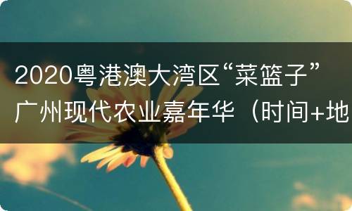 2020粤港澳大湾区“菜篮子”广州现代农业嘉年华（时间+地点+活动安排）