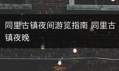 同里古镇夜间游览指南 同里古镇夜晚