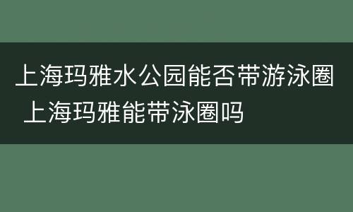 上海玛雅水公园能否带游泳圈 上海玛雅能带泳圈吗