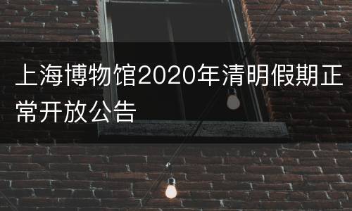 上海博物馆2020年清明假期正常开放公告
