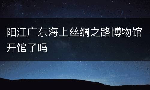 阳江广东海上丝绸之路博物馆开馆了吗