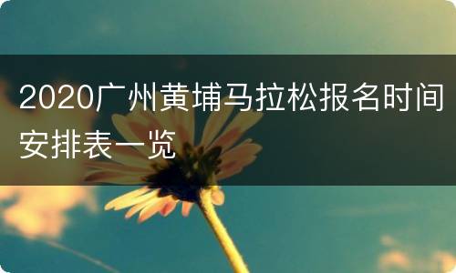 2020广州黄埔马拉松报名时间安排表一览