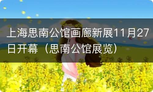 上海思南公馆画廊新展11月27日开幕（思南公馆展览）