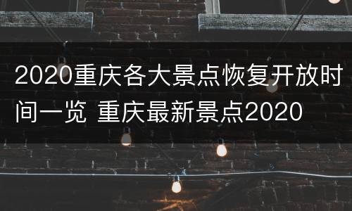 2020重庆各大景点恢复开放时间一览 重庆最新景点2020