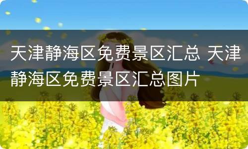 天津静海区免费景区汇总 天津静海区免费景区汇总图片