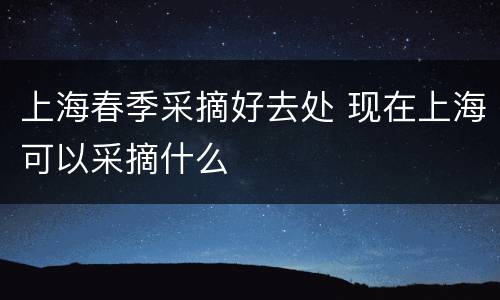 上海春季采摘好去处 现在上海可以采摘什么