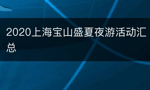 2020上海宝山盛夏夜游活动汇总