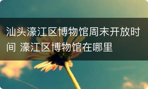汕头濠江区博物馆周末开放时间 濠江区博物馆在哪里