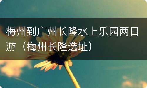梅州到广州长隆水上乐园两日游（梅州长隆选址）