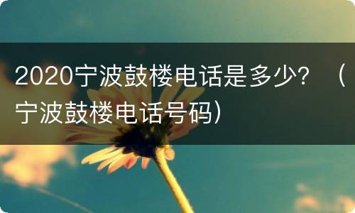 2020宁波鼓楼电话是多少？（宁波鼓楼电话号码）