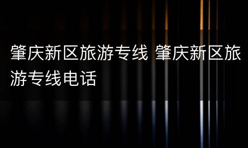 肇庆新区旅游专线 肇庆新区旅游专线电话