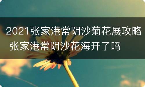 2021张家港常阴沙菊花展攻略 张家港常阴沙花海开了吗