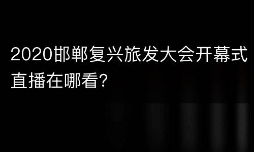 2020邯郸复兴旅发大会开幕式直播在哪看？