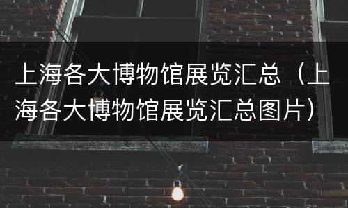 上海各大博物馆展览汇总（上海各大博物馆展览汇总图片）